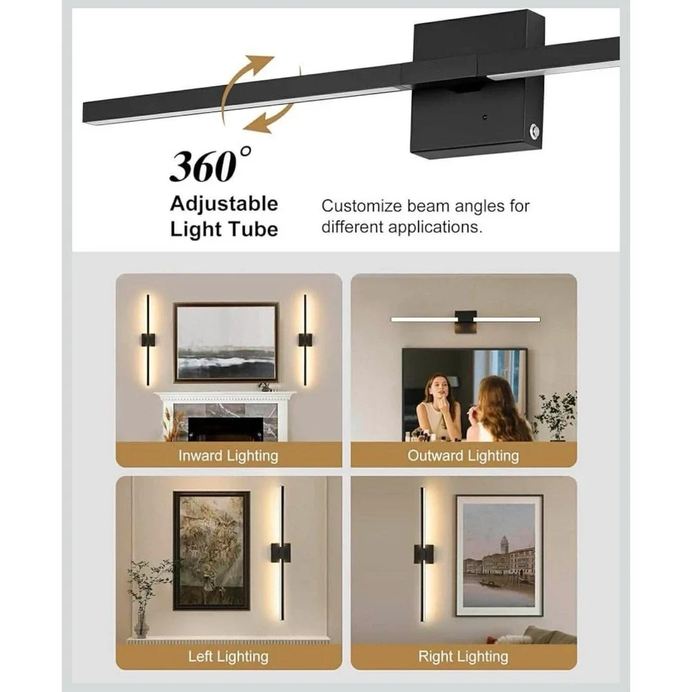 36 Inch Battery Operated Wall Sconce‎ Set of Two, 8000mAh USB Rechargeable W...